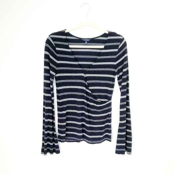 Lucky Brand Navy Wrap Front Shirt - Picture 2 of 7